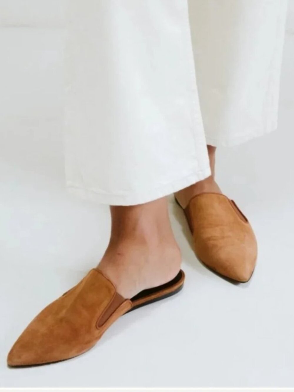 Jenni Kayne Classic Suede Mules in Saddle Size 37